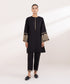 Women's Pret Dobby Black Embroidered Boxy Shirt